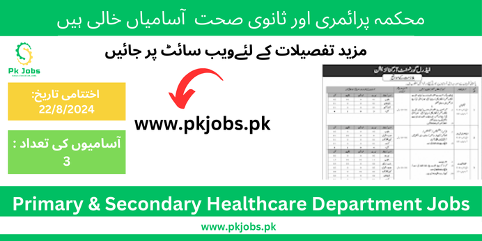 Primary & Secondary Healthcare Department Jobs