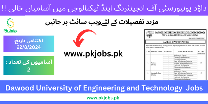 DAWOOD UNIVERSITY OF ENGINEERING AND TECHNOLOGY jobs